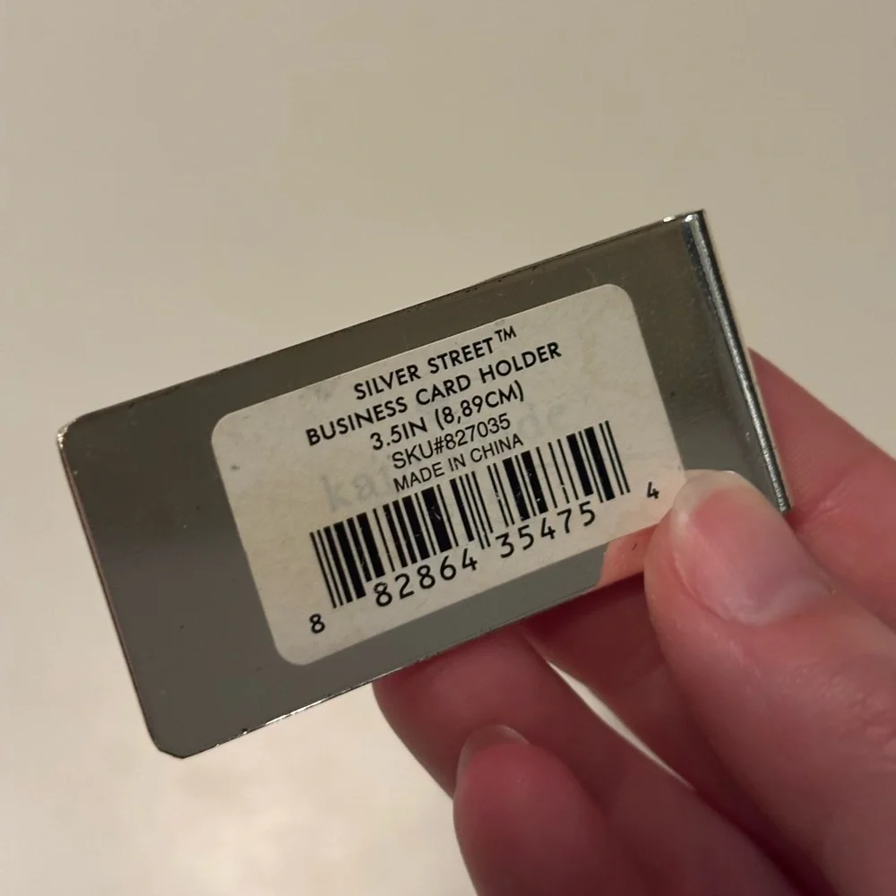 Kate Spade Silver Assymetrical Business Card Clip, NWT, slight ware